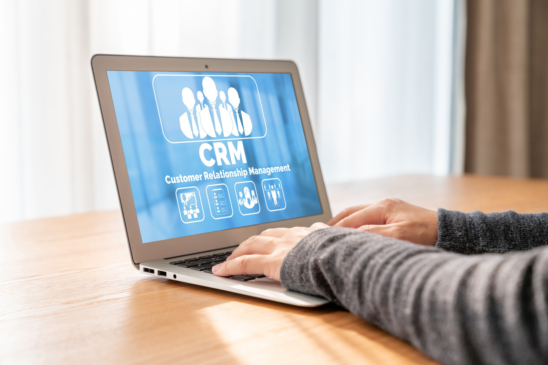 Customer relationship management system on modish computer for CRM business